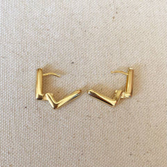 18k Gold filled rectangle-shaped hoop earrings
