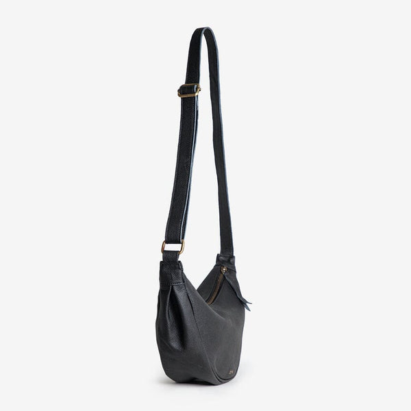 Leather Moon Sling Bag- Black - Redemption Market