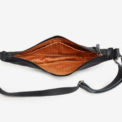 Leather Moon Sling Bag- Black - Redemption Market