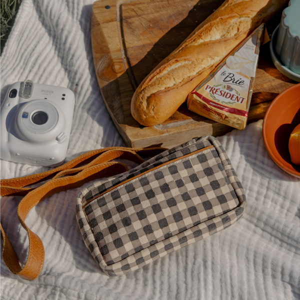 Block Print Belt Bag- Ink Gingham