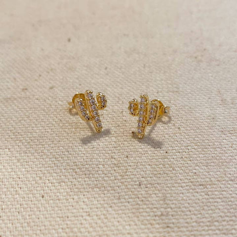 Cactus Stud Earrings- 18K Gold Filled