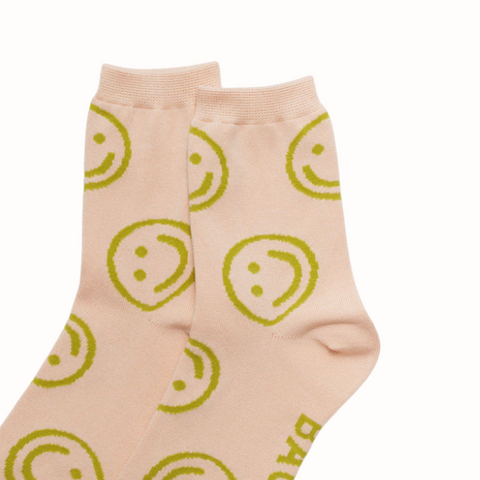 Baggu Crew Socks- Light Pink Happy