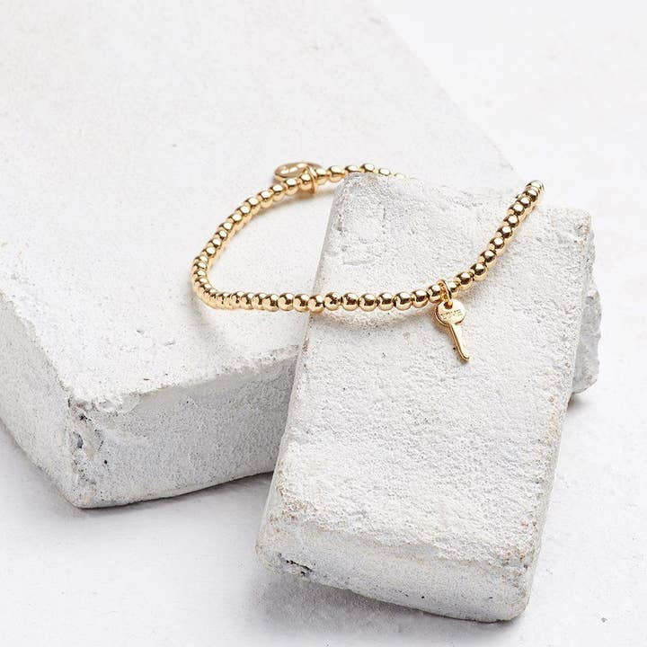 Gold Bead Mini Key Bracelet