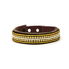 Beaded Leather Cuff Bracelets- Golds