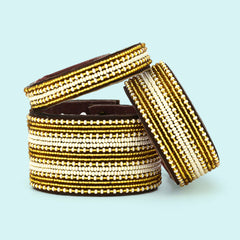 Beaded Leather Cuff Bracelets- Golds