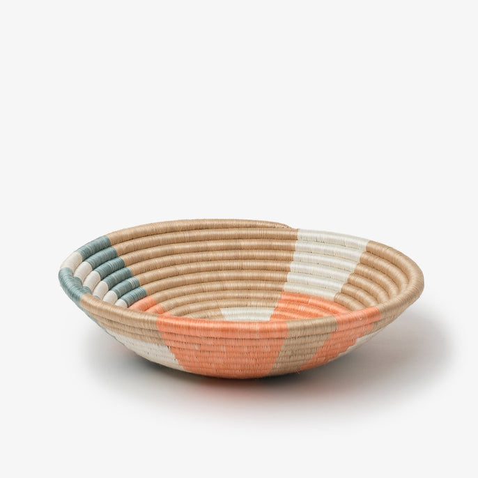 Prism Woven Bowl- Coral + Teal