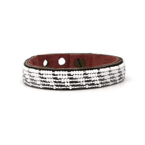 Red Ombre Beaded Leather Cuff - Redemption Market