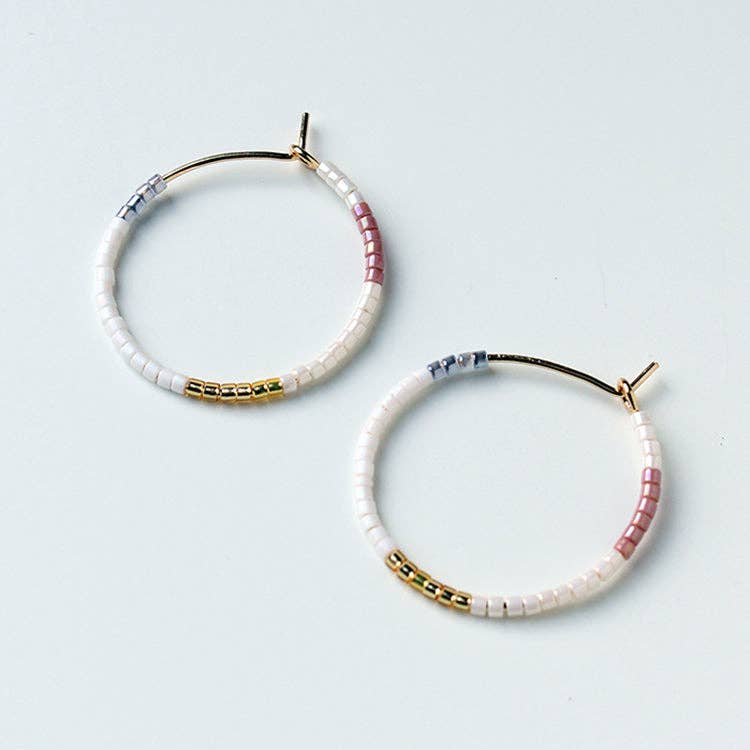Fresco Beaded Hoop Earrings- Small