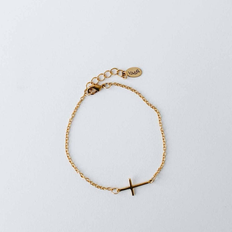 Faith Gold-Plated Cross Bracelet