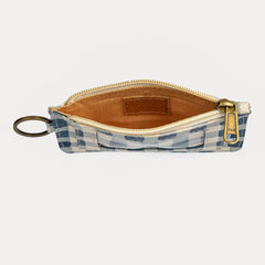 Block Print ID Pouch - Indigo Gingham
