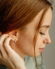 Silver Ribbon Huggie Hoops