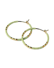 Pistachio Beaded Hoop Earrings
