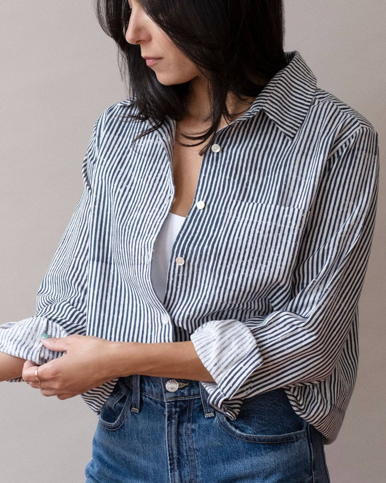 Pali Handcrafted Top- Navy Stripe