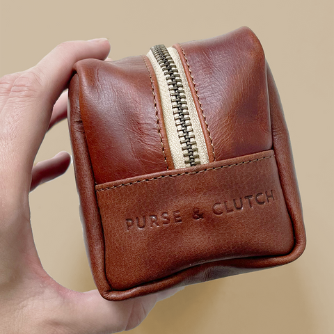 Chestnut Leather Mini Dopp Kit- INSIDER SPECIAL!