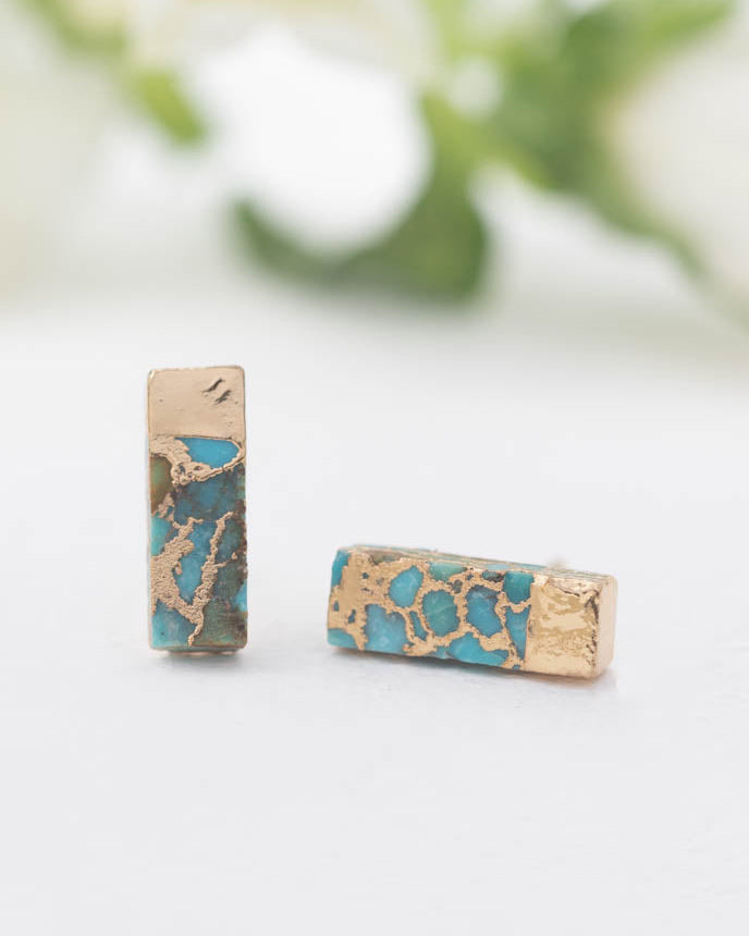 Gold Dipped Turquoise Earrings