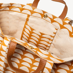 Carryall Block Print Tote - Toffee Moon