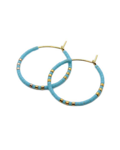 The Turquoise Beaded Hoop Earrings were handcrafted by skilled artisans ...