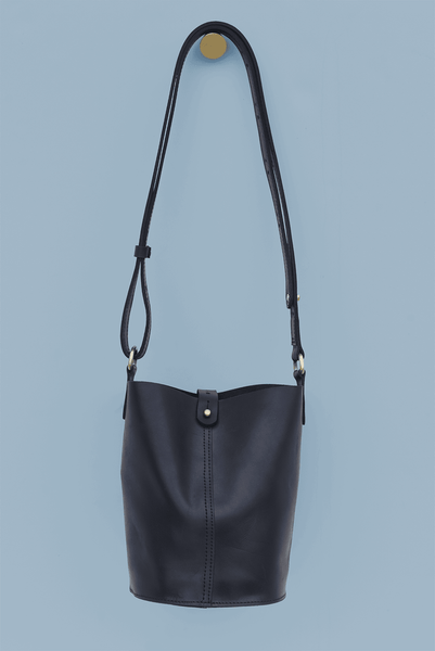 Leather Bucket Bag- Black