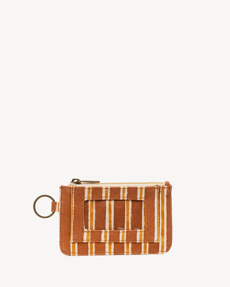 Block Print Card Holder- Chocolate Stripe