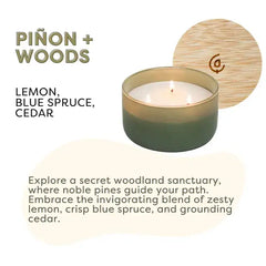 Piñon + Woods- Three Wick Soy Candle