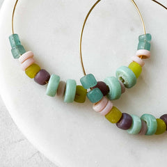 Waterfall Beaded Hoop Earrings