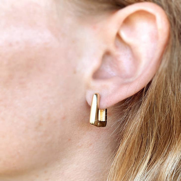 18k Gold filled rectangle-shaped hoop earrings