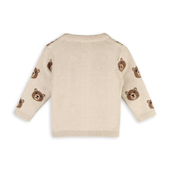 Brown Bear Jacquard Baby Cardigan Sweater