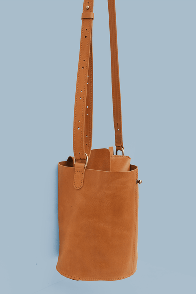 Leather Bucket Bag- Caramel