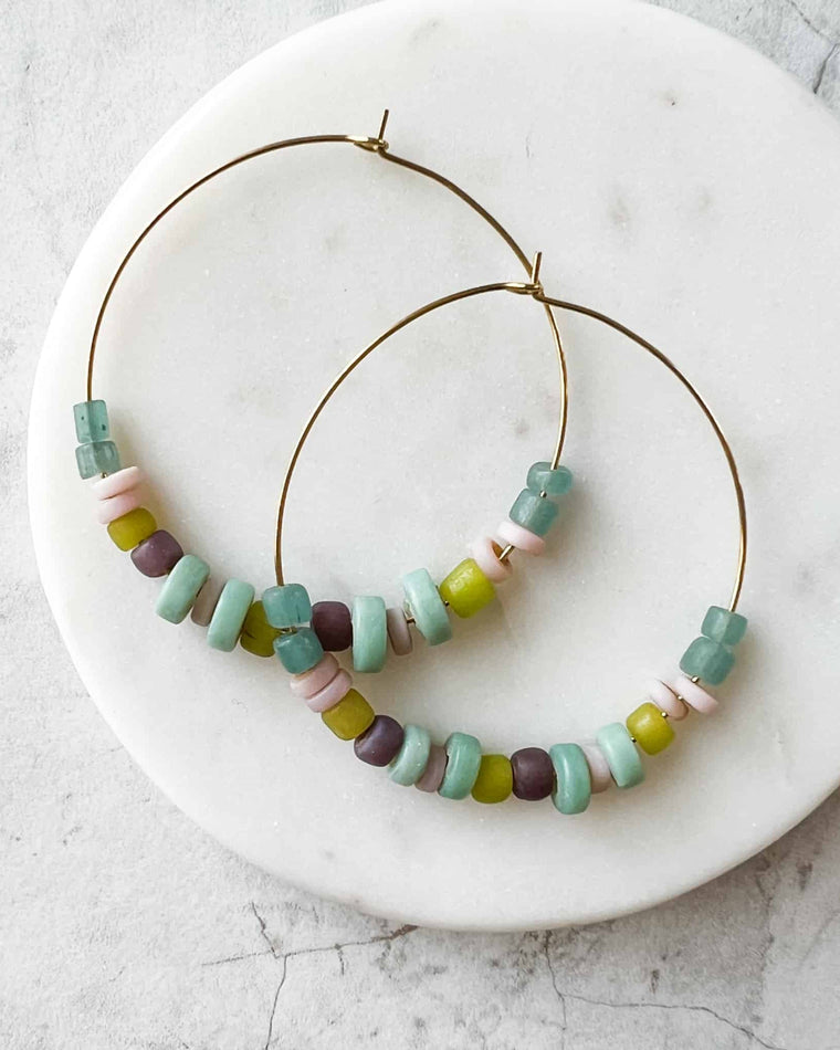Waterfall Beaded Hoop Earrings
