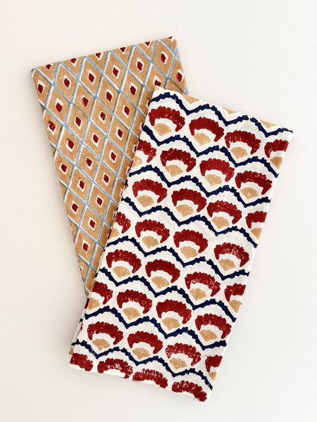 Block Print Tea Towel - Chai Ikat