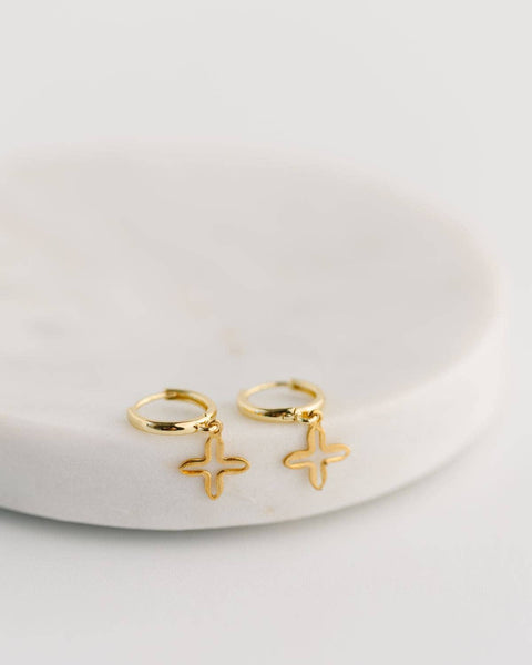 Gold Open Cross Earrings