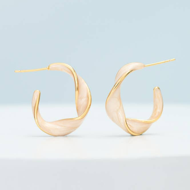 With a Twist Hoops in Soft Coral