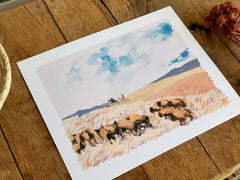 Bison Herd Landscape Eco Friendly Art Print