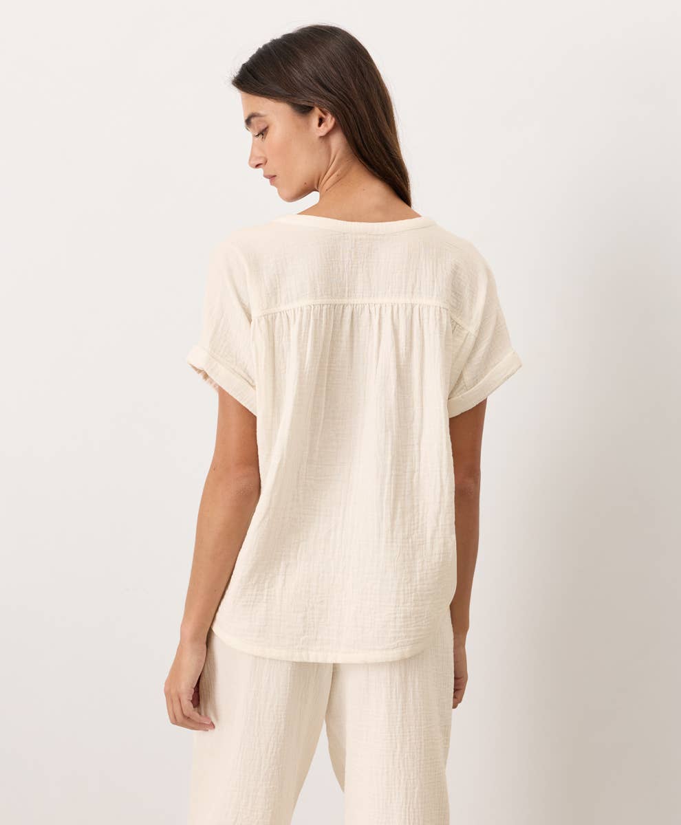 Coastal Double Gauze Short Sleeve Popover