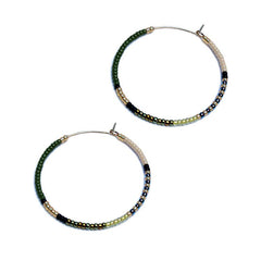 Beaded Olive Hoops- Small