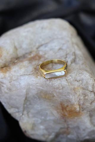 Gold Plated Mother-of-Pearl Ring