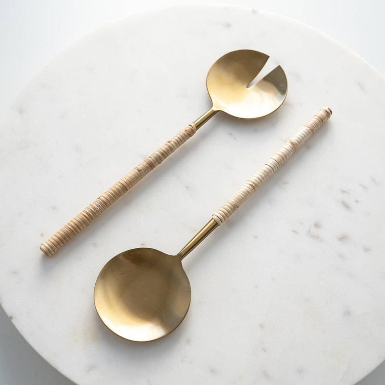 Gold Wrapped Handle Salad Server Set