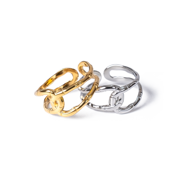 Gold Bamboo-Textured Ring