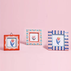 Hand-painted Ceramic Frame- Red Flowers