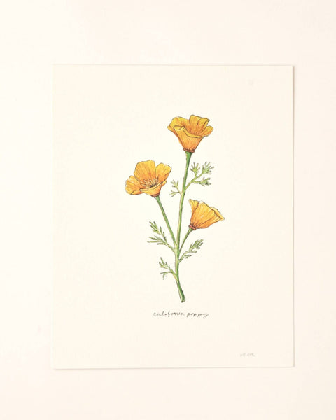 Illustration of three yellow flowers on a beige background