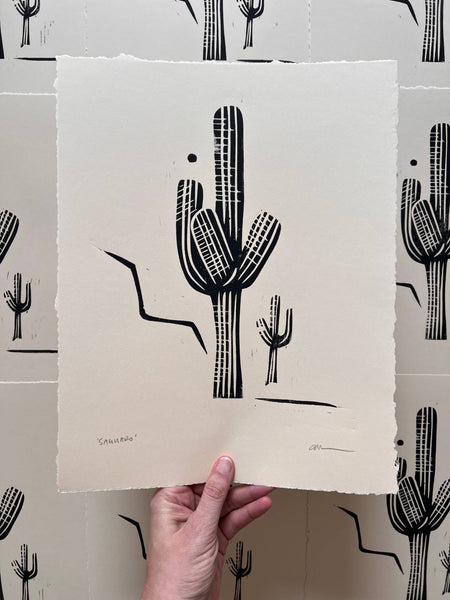 'Saguaro' Linocut Print