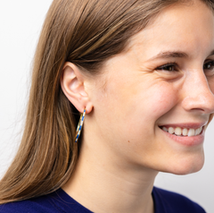 Lulu Beaded Hoop Earring- Navy + White