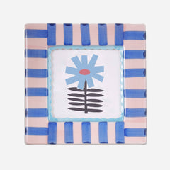 Hand-painted Ceramic Photo Frame- Blue Stripe