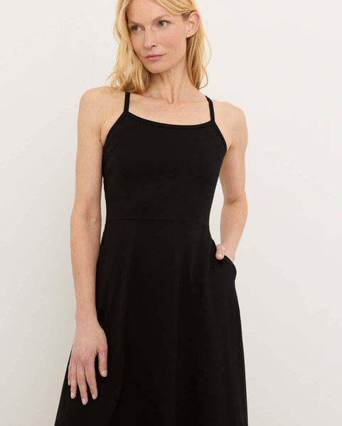 Organic Cotton Fit + Flare Dress- Black