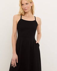 Organic Cotton Fit + Flare Dress- Black
