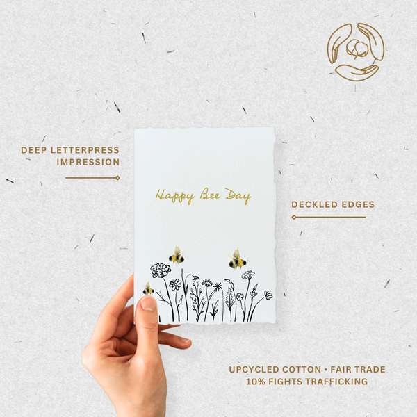 Happy Bee Day- Letterpress Birthday Card