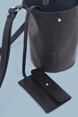 Leather Bucket Bag- Black