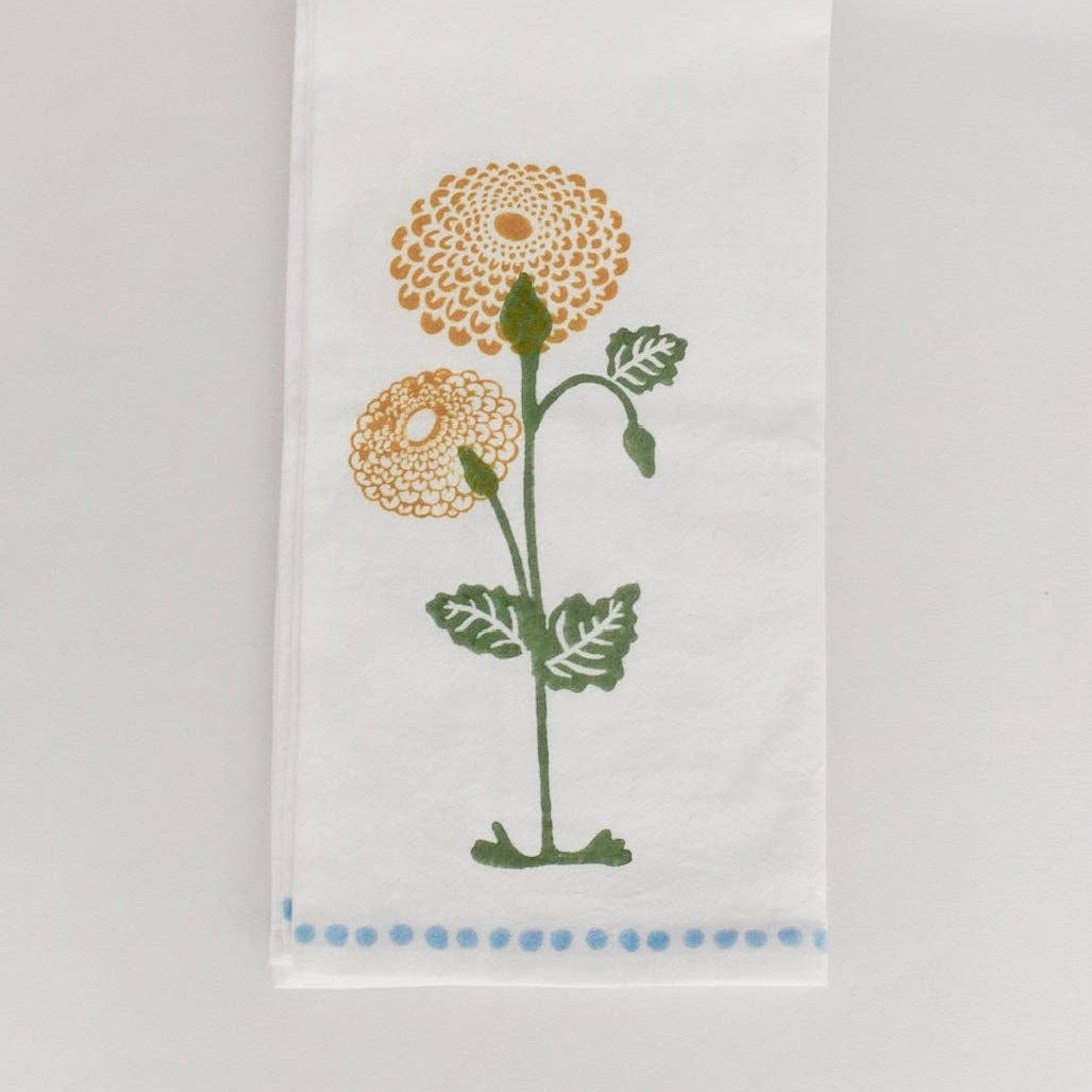 Block Print Tea Towel- Marigold