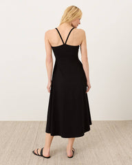 Organic Cotton Fit + Flare Dress- Black
