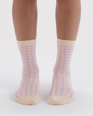 Pink Houndstooth Socks